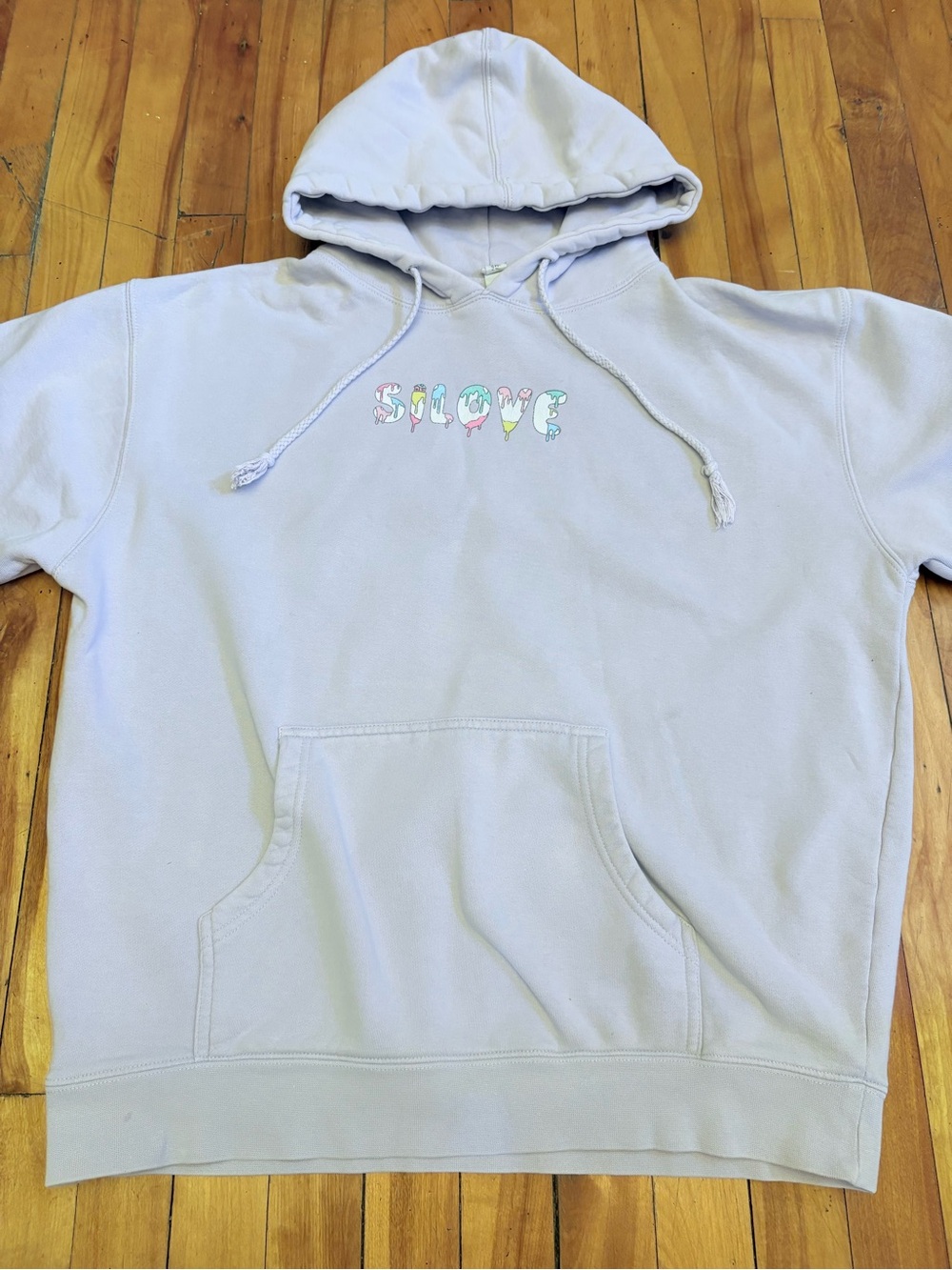 Pastel Lavender 'SILOVE' Hoodie Sweatshirt - Women's Size Medium